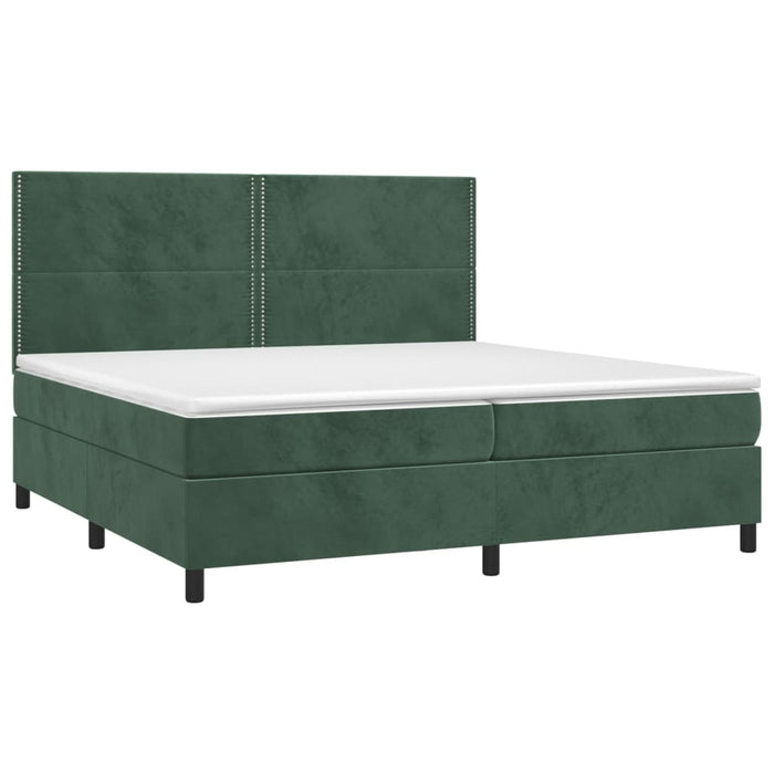 Letto a Molle con Materasso e LED Verde Scuro 200x200cm Velluto 3136086