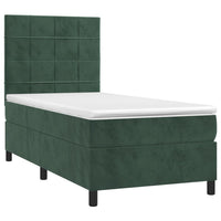 Letto a Molle con Materasso e LED Verde Scuro 80x200cm Velluto 3136092