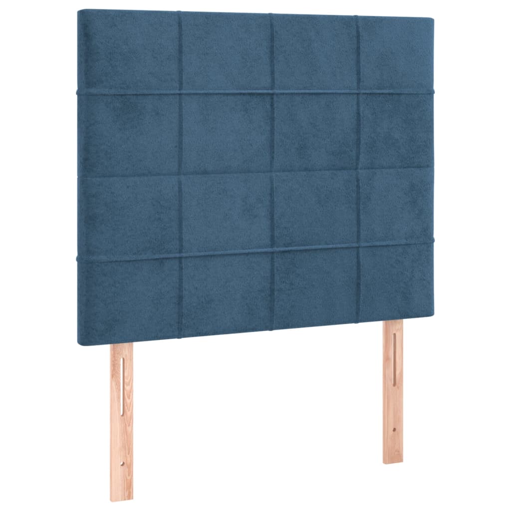 Letto a Molle con Materasso e LED Blu Scuro 80x200cm in Velluto 3136093