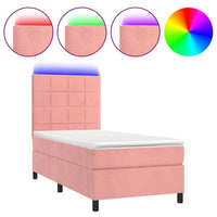 Letto a Molle con Materasso e LED Rosa 80x200 cm in Velluto 3136094