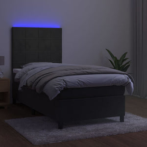 Letto a Molle con Materasso e LED Grigio Scuro 100x200 cm 3136108