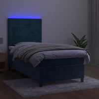 Letto a Molle con Materasso e LED Blu Scuro 100x200 cm 3136111