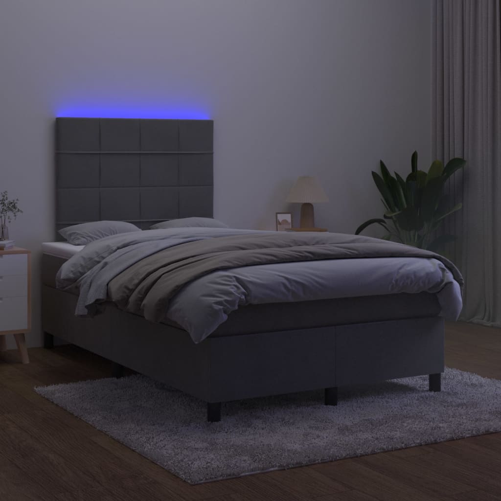 Letto a Molle con Materasso e LED Grigio Scuro 120x200 cm cod mxl 62816