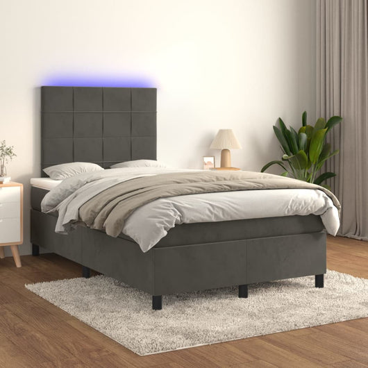 Letto a Molle con Materasso e LED Grigio Scuro 120x200 cm cod mxl 62816