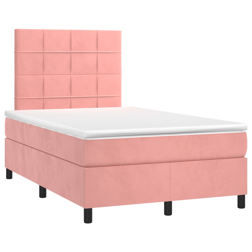 Letto a Molle con Materasso e LED Rosa 120x200 cm in Velluto 3136118