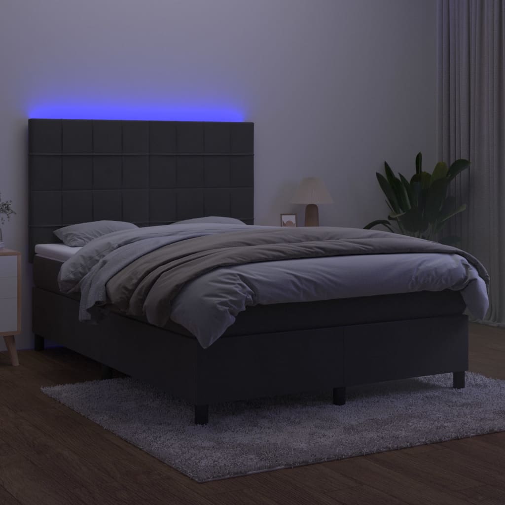 Letto a Molle con Materasso e LED Grigio Scuro 140x190 cm 3136120