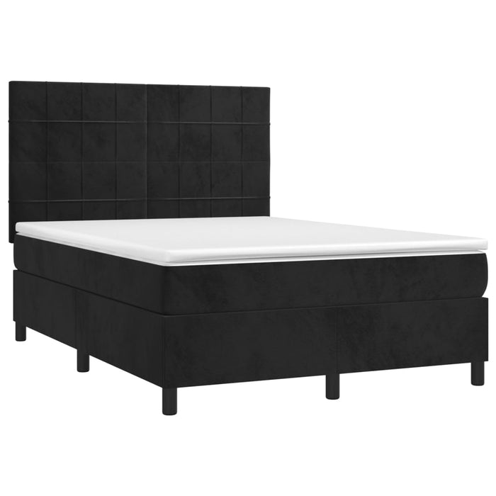 Letto a Molle con Materasso e LED Nero 140x190 cm in Vellutocod mxl 99085