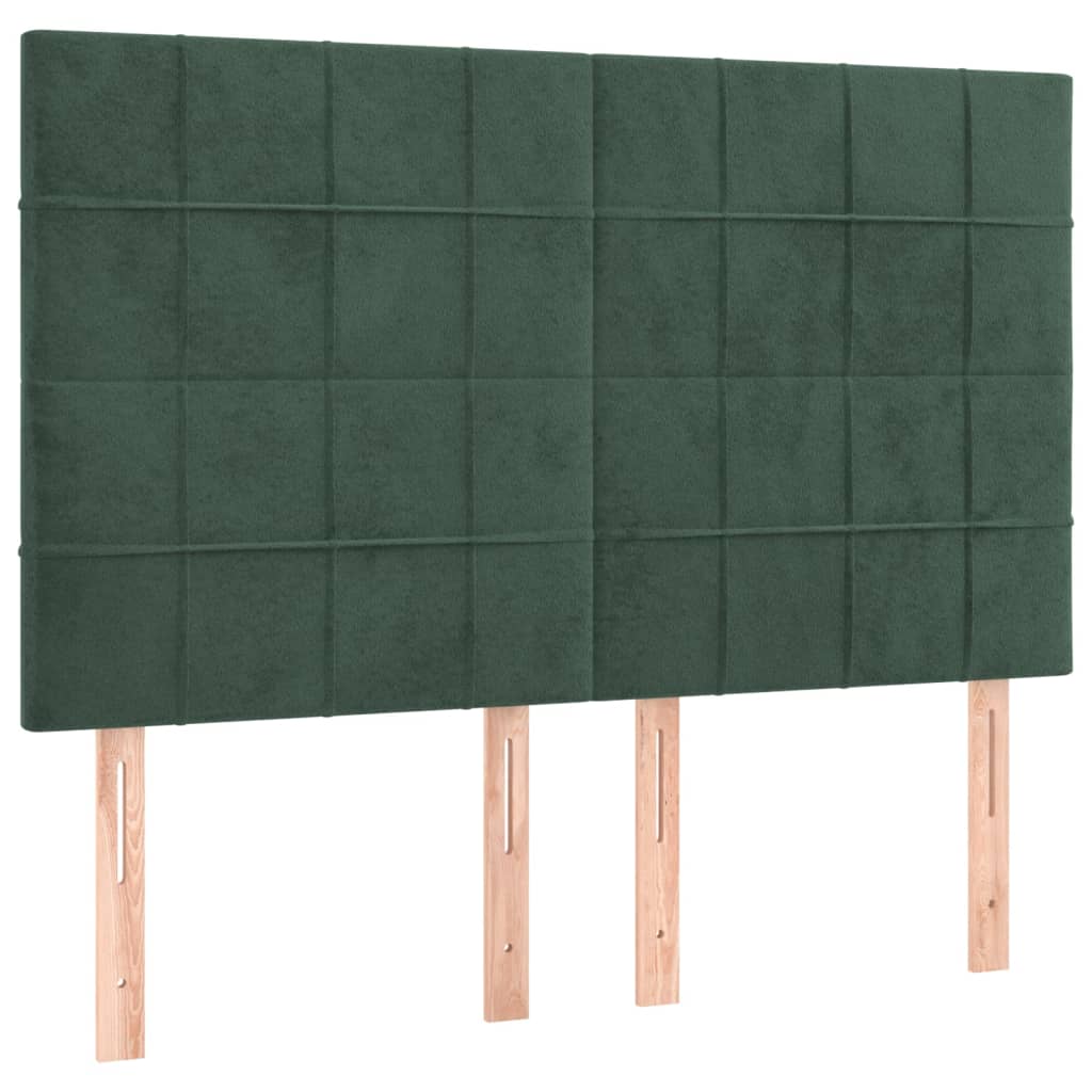 Letto a Molle con Materasso e LED Verde Scuro 140x190cm Velluto 3136122