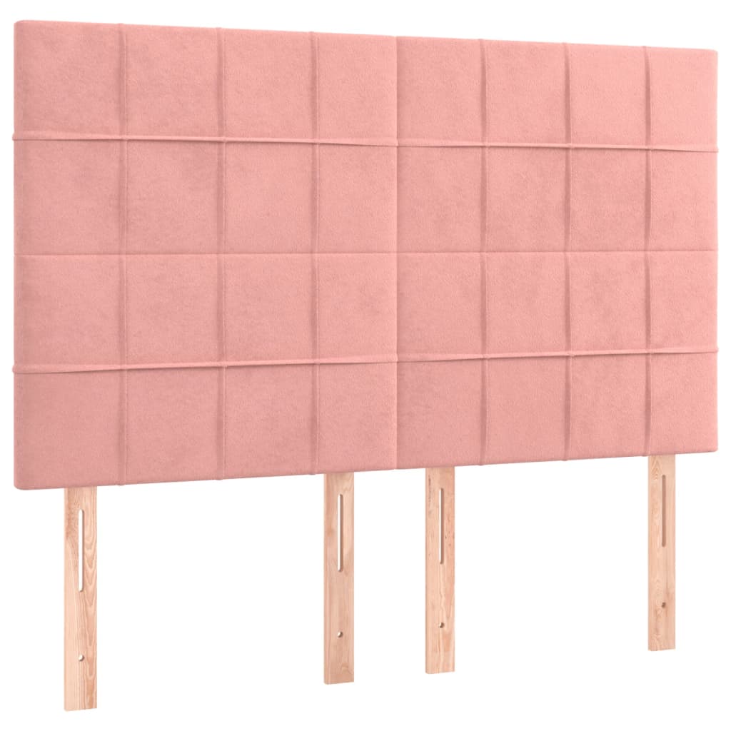 Letto a Molle con Materasso e LED Rosa 140x190 cm in Velluto 3136124