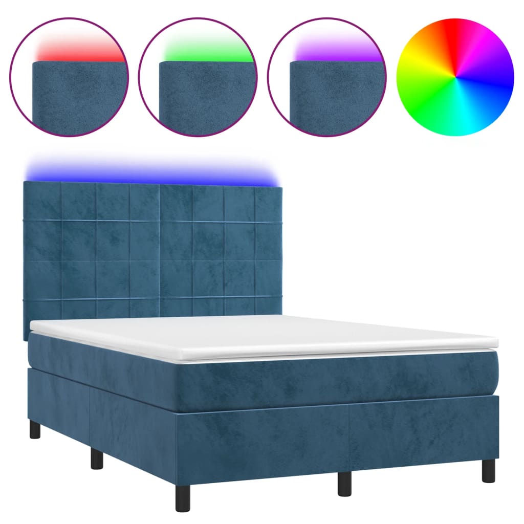 Letto a Molle con Materasso e LED Blu Scuro 140x200 cmcod mxl 75102