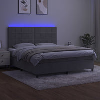 Letto a Molle Materasso e LED Grigio Chiaro 160x200 cm Velluto 3136131