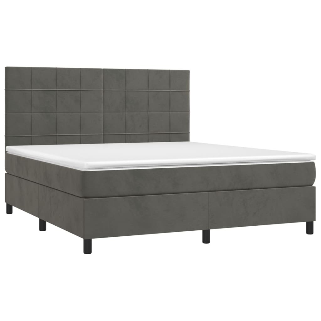 Letto a Molle con Materasso e LED Grigio Scuro 160x200 cmcod mxl 123031