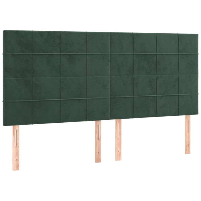 Letto a Molle con Materasso e LED Verde Scuro 160x200cm Velluto 3136134