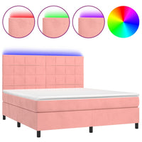 Letto a Molle con Materasso e LED Rosa 160x200 cm in Velluto 3136136