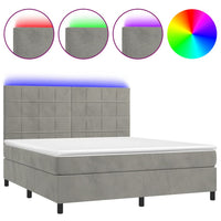 Letto a Molle Materasso e LED Grigio Chiaro 180x200 cm Velluto 3136137