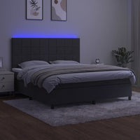 Letto a Molle con Materasso e LED Grigio Scuro 180x200 cm 3136138