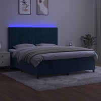 Letto a Molle con Materasso e LED Blu Scuro 180x200 cm 3136141