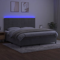 Letto a Molle Materasso e LED Grigio Chiaro 200x200 cm Velluto cod mxl 64878