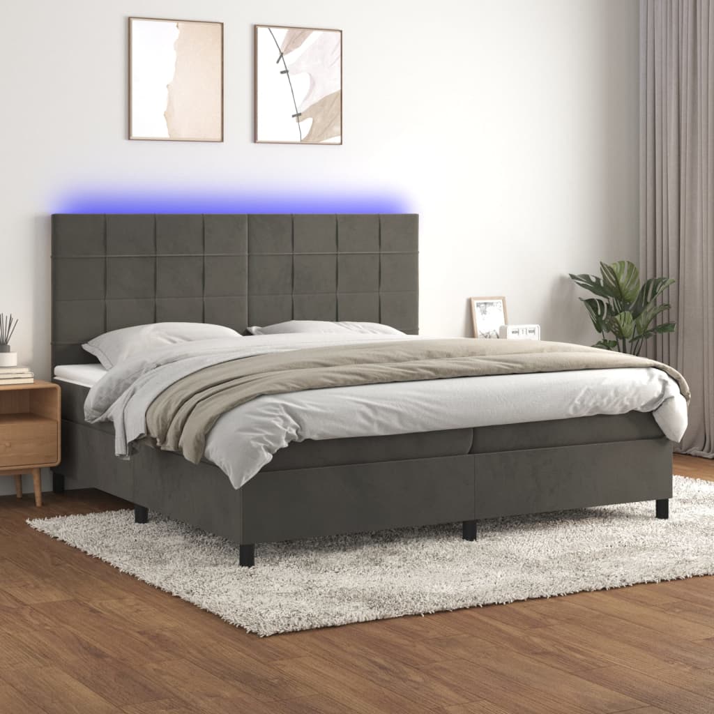 Letto a Molle con Materasso e LED Grigio Scuro 200x200 cm cod mxl 59022