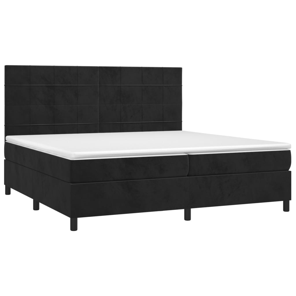 Letto a Molle con Materasso e LED Nero 200x200 cm in Velluto 3136145