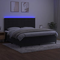 Letto a Molle con Materasso e LED Nero 200x200 cm in Velluto cod mxl 58785