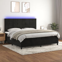 Letto a Molle con Materasso e LED Nero 200x200 cm in Velluto cod mxl 58785