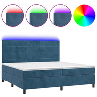 Letto a Molle con Materasso e LED Blu Scuro 200x200 cm 3136147