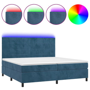 Letto a Molle con Materasso e LED Blu Scuro 200x200 cm cod mxl 54601