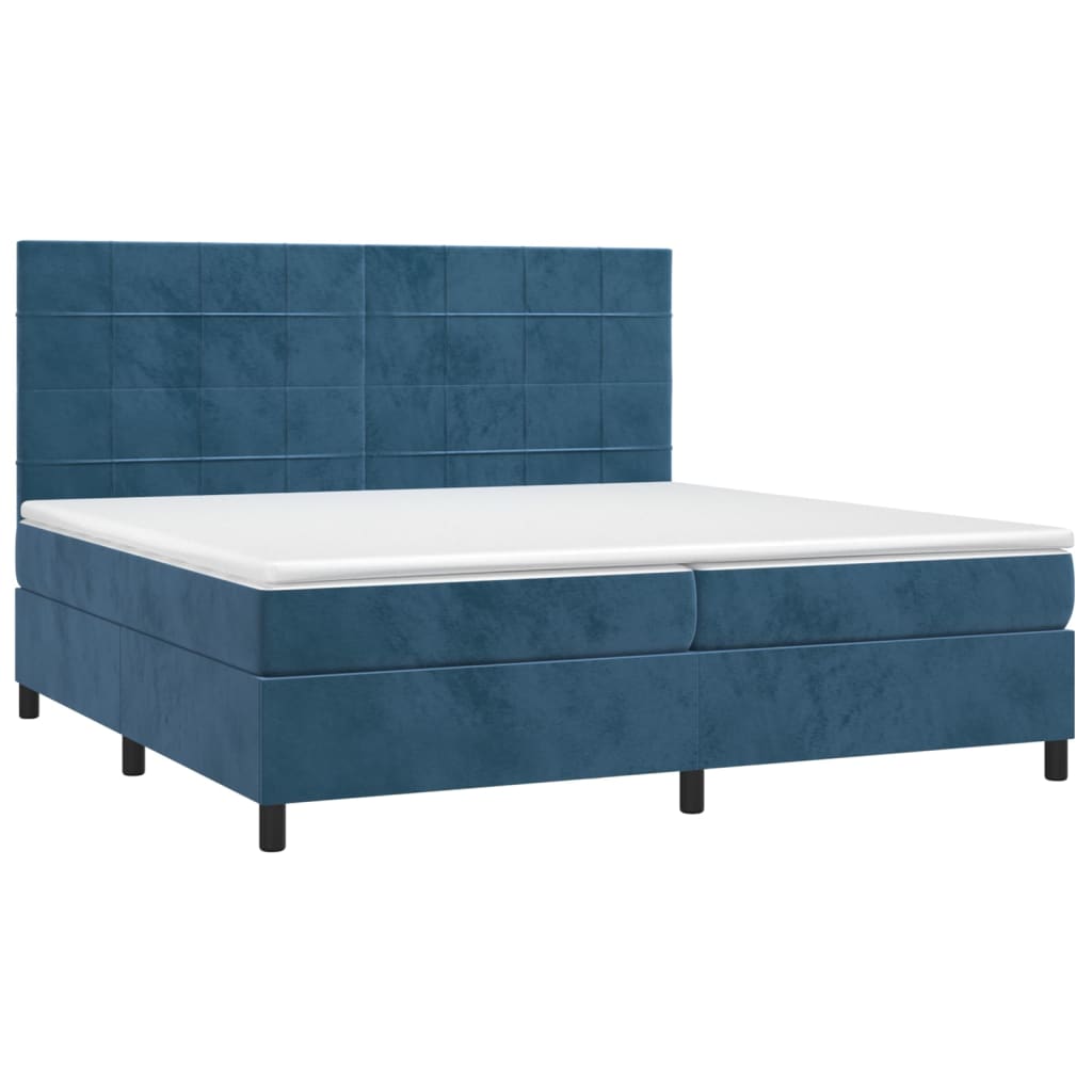 Letto a Molle con Materasso e LED Blu Scuro 200x200 cm 3136147