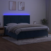 Letto a Molle con Materasso e LED Blu Scuro 200x200 cm 3136147