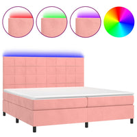 Letto a Molle con Materasso e LED Rosa 200x200 cm in Velluto cod mxl 55076