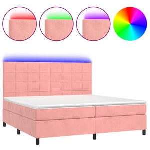 Letto a Molle con Materasso e LED Rosa 200x200 cm in Velluto cod mxl 55076