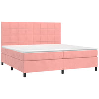 Letto a Molle con Materasso e LED Rosa 200x200 cm in Velluto cod mxl 55076