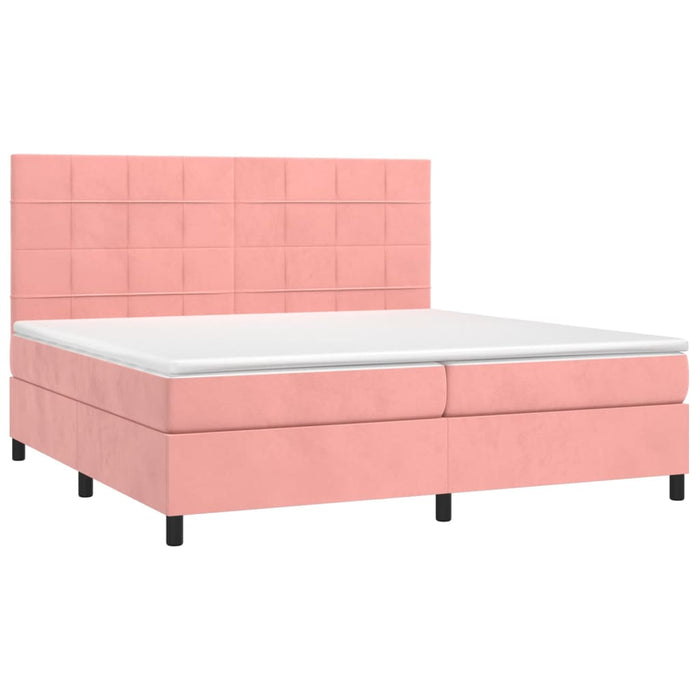 Letto a Molle con Materasso e LED Rosa 200x200 cm in Velluto cod mxl 55076