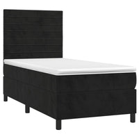 Letto a Molle con Materasso e LED Nero 90x200 cm in Velluto 3136163