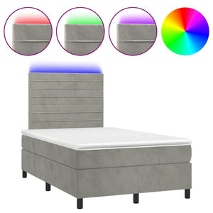 Letto a Molle Materasso e LED Grigio Chiaro 120x200 cm Velluto cod mxl 55095