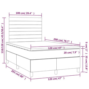 Letto a Molle Materasso e LED Grigio Chiaro 120x200 cm Velluto cod mxl 55095