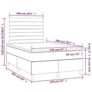 Letto a Molle con Materasso e LED Grigio Scuro 120x200 cm cod mxl 58167