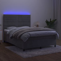 Letto a Molle Materasso e LED Grigio Chiaro 140x190 cm Velluto 3136179