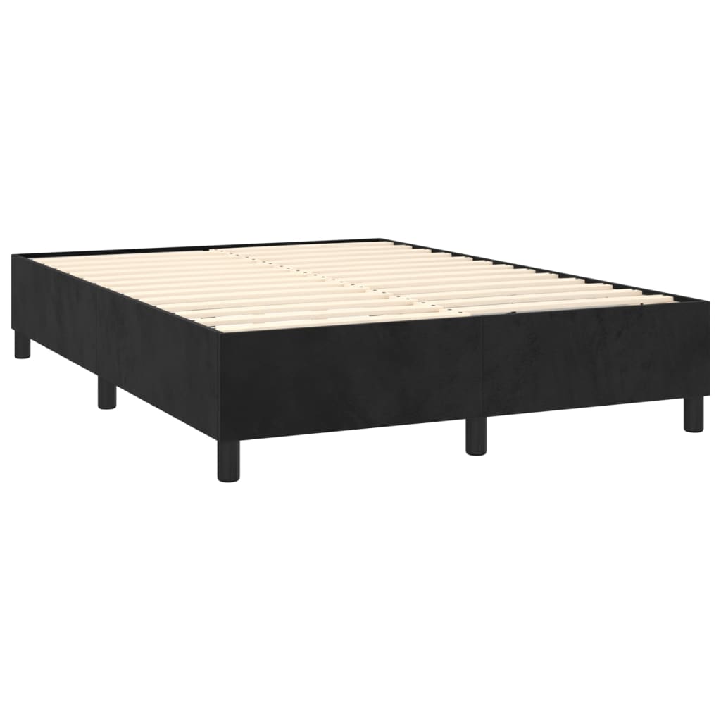 Letto a Molle con Materasso e LED Nero 140x190 cm in Velluto 3136181