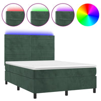 Letto a Molle con Materasso e LED Verde Scuro 140x190cm Vellutocod mxl 99074