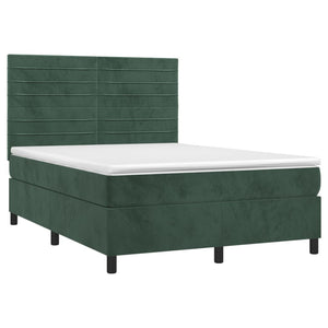 Letto a Molle con Materasso e LED Verde Scuro 140x190cm Vellutocod mxl 99074