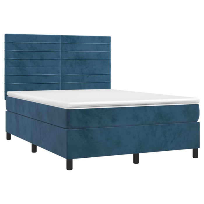 Letto a Molle con Materasso e LED Blu Scuro 140x190 cm 3136183