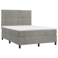 Letto a Molle Materasso e LED Grigio Chiaro 140x200 cm Velluto 3136185