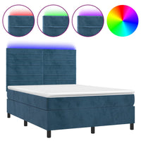 Letto a Molle con Materasso e LED Blu Scuro 140x200 cm 3136189