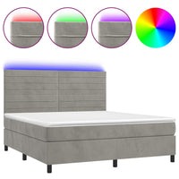 Letto a Molle Materasso e LED Grigio Chiaro 160x200 cm Vellutocod mxl 123039