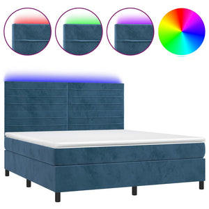 Letto a Molle con Materasso e LED Blu Scuro 160x200 cmcod mxl 75136