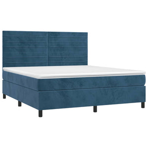 Letto a Molle con Materasso e LED Blu Scuro 160x200 cm 3136195