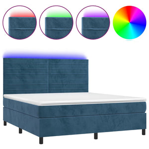 Letto a Molle con Materasso e LED Blu Scuro 180x200 cm 3136201