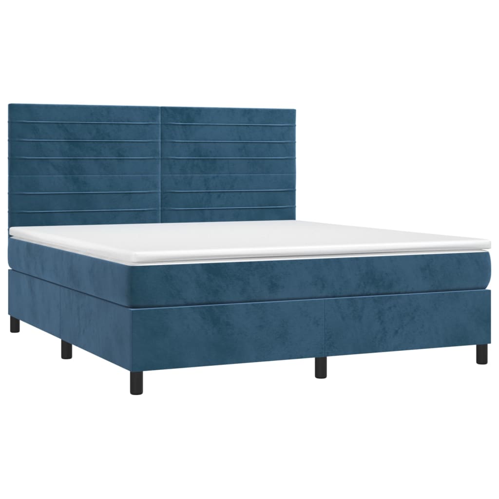 Letto a Molle con Materasso e LED Blu Scuro 180x200 cm 3136201